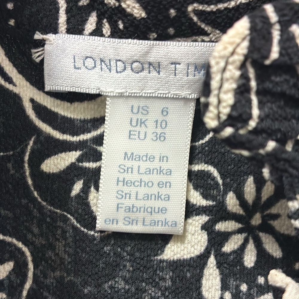 NWT Dress HAWAIIAN PAISLEY Crepe Split Ruffle Neck Maxi Dress Black Sleeveless - Picture 12 of 15